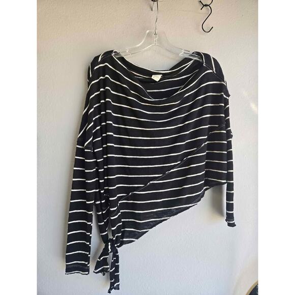 Free People Black White Striped One Shoulder Slouchy Tunic Top We The Free XS - Picture 1 of 5